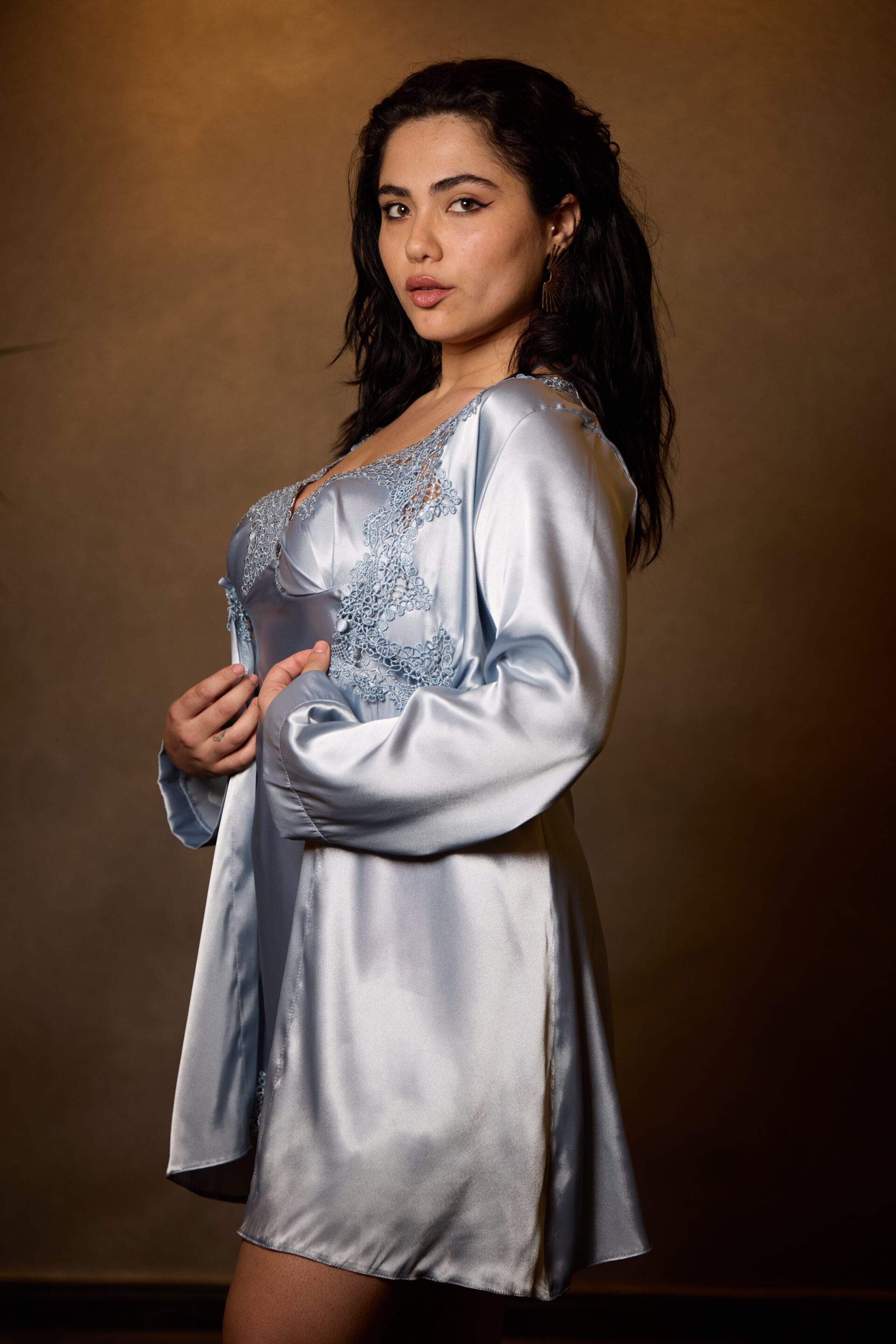 Sexy Blue Gray Silk Satin - Image 15