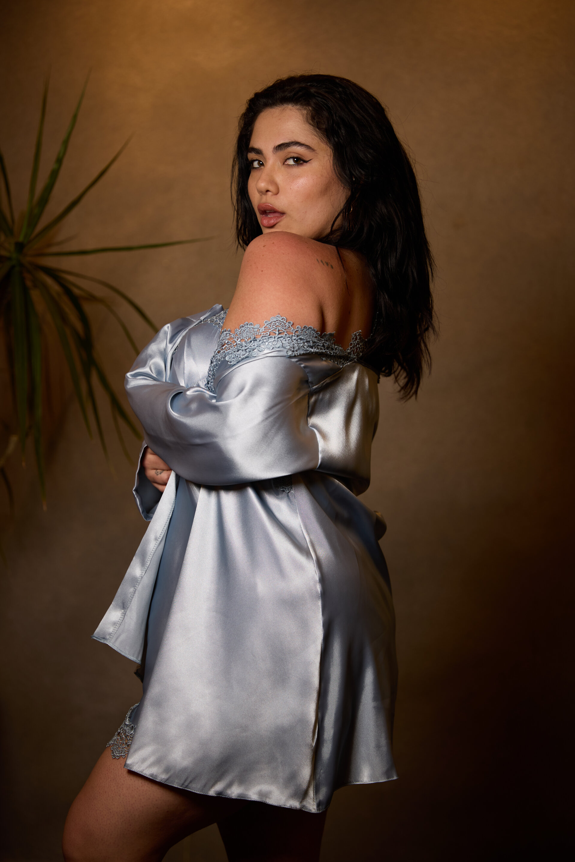 Sexy Blue Gray Silk Satin - Image 3
