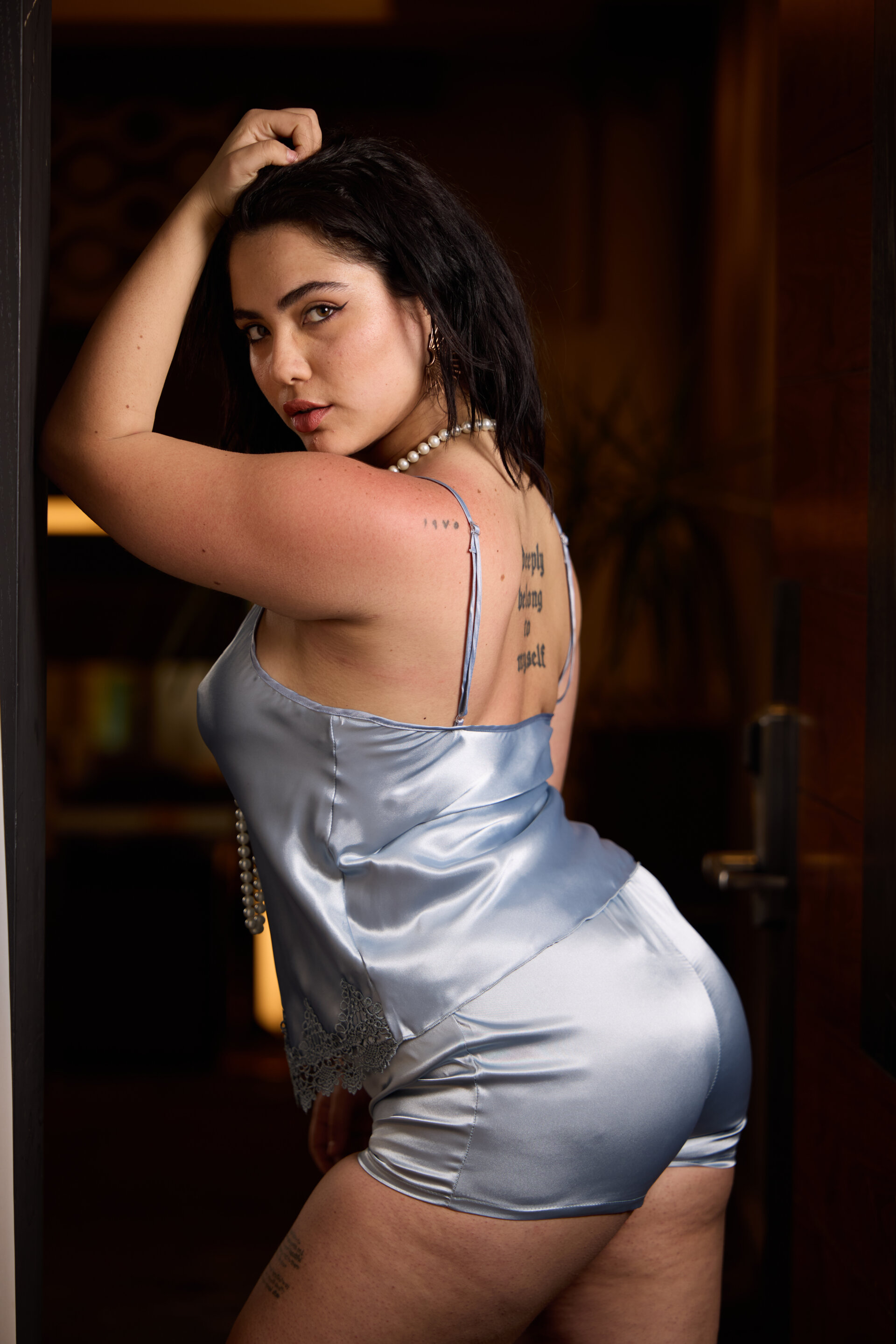 Sexy Blue Gray Silk Satin - Image 10