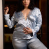 Sexy Blue Gray Silk Satin - Image 12